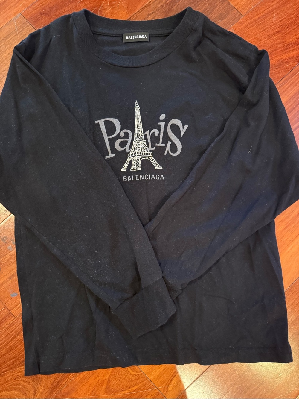 Balenciaga Women’s or Girl’s Black 'Paris' Eiffel Long-Sleeve Shirt